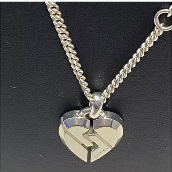 LOW START🔥🔥GUCCI Necklace pendant Heart break Sterling Silver 925 with box - Picture 12 of 12